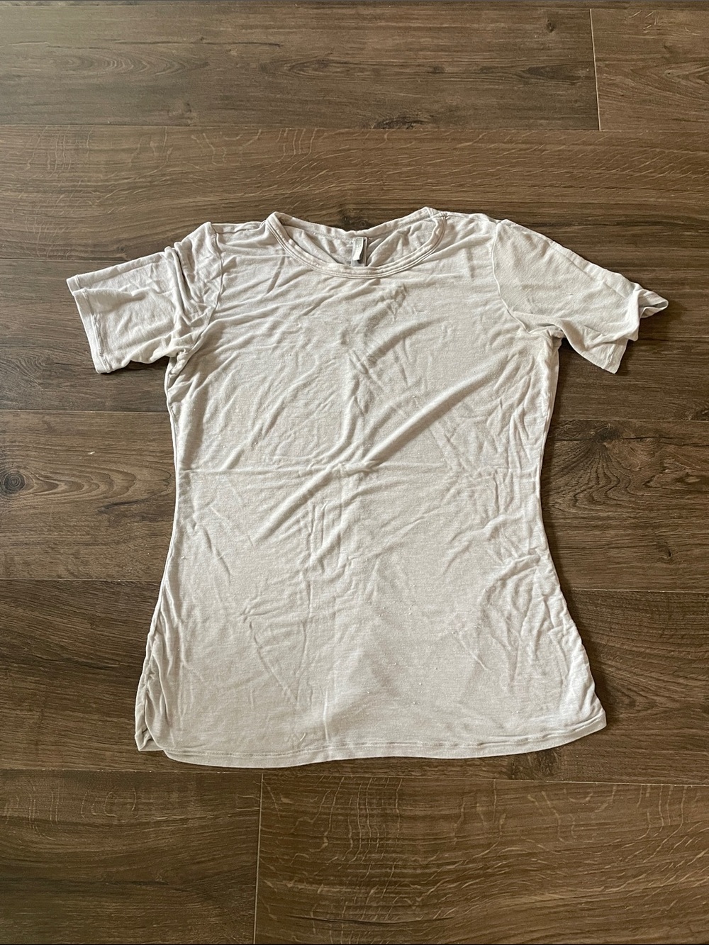 Skims Sheer Gray Short Sleeve Tee, Size Medium, See Flaw